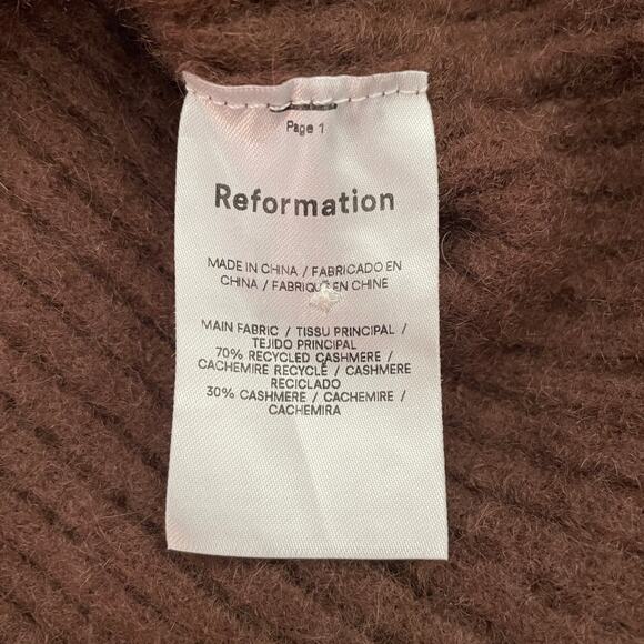 Reformation Recycled Cashmere Collared Button Up Cardigan Brown - Size: Medium - Picture 5 of 6